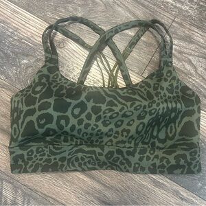 Freely Strappy Green Leopard Print Sports Bra Women’s Large